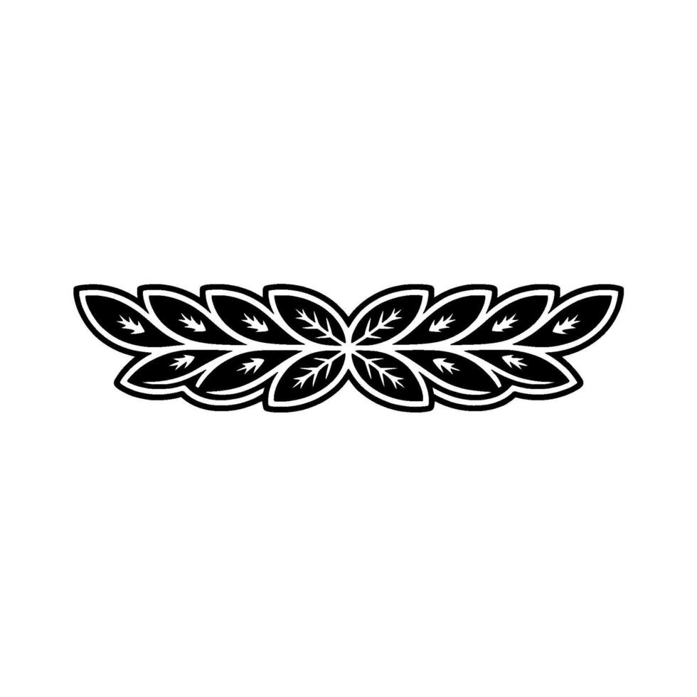 Black and White Leafy Wreath Element, Minimalist Style vector