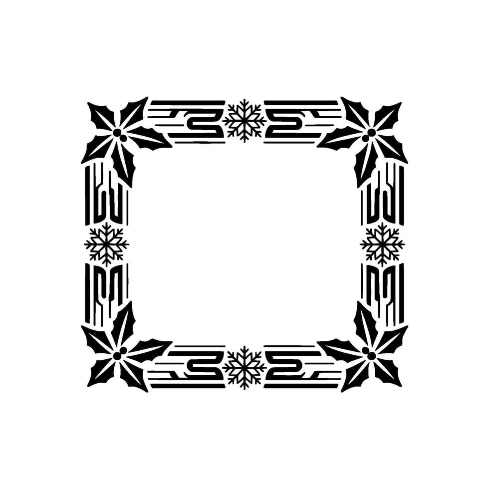 Elegant Winter Frame Holly, Snowflake, Geometric, Minimalist vector