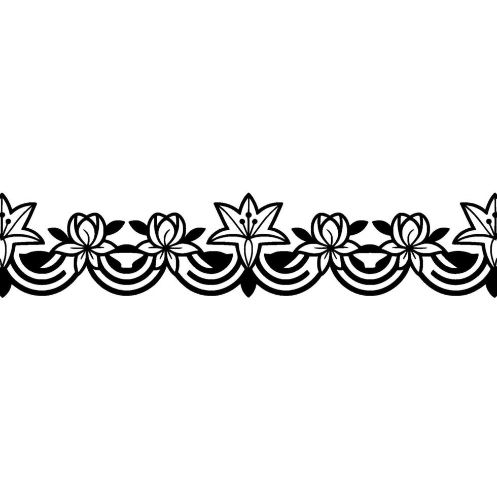 Elegant Floral Border in Black White Decorative vector