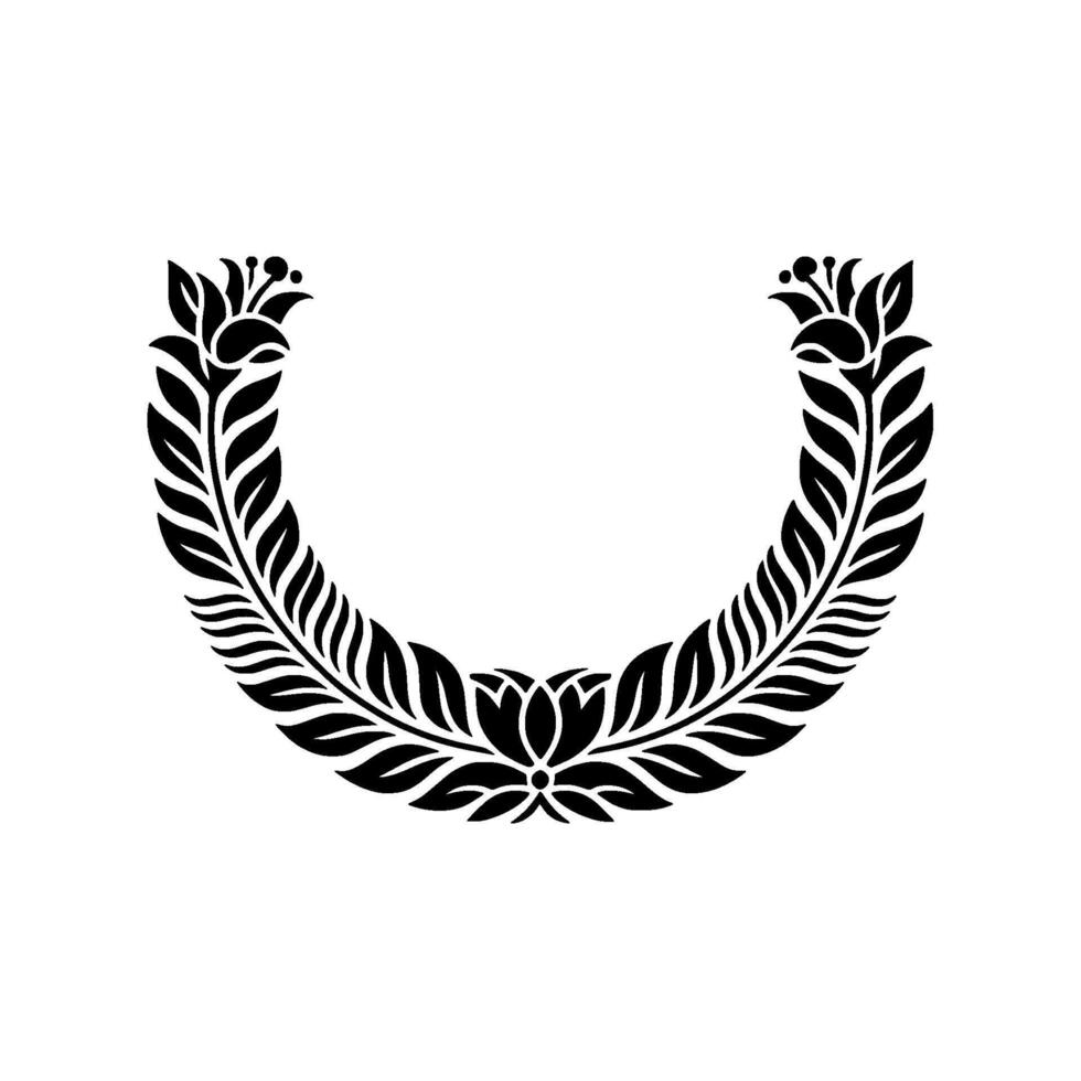 Elegant Floral Wreath in Black and White, Modern vector
