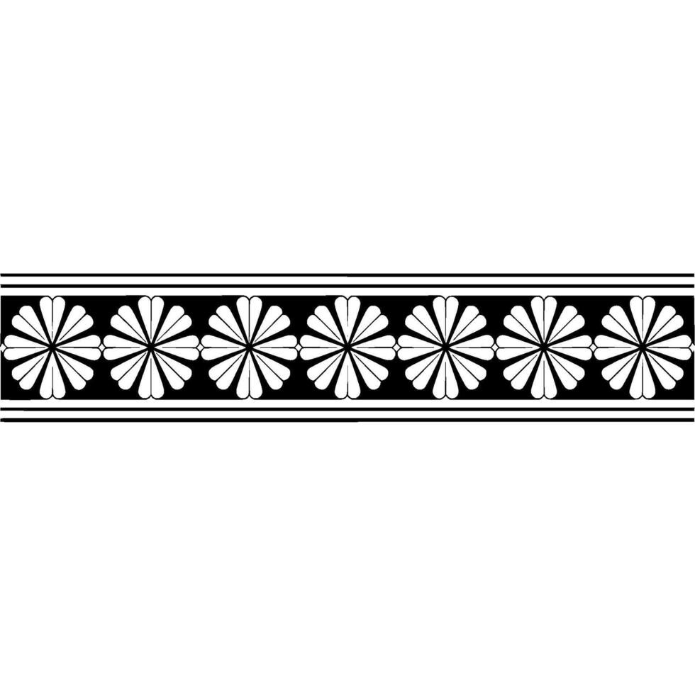 Abstract Floral Border, Geometric Pattern in Black and White vector