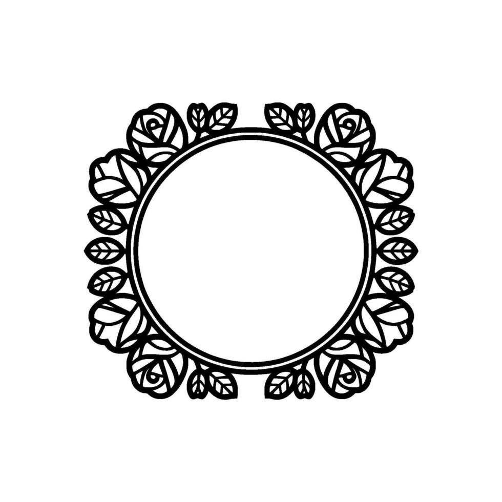 Elegant Rose Wreath Frame, Circular Border For Invitations, Decorative vector