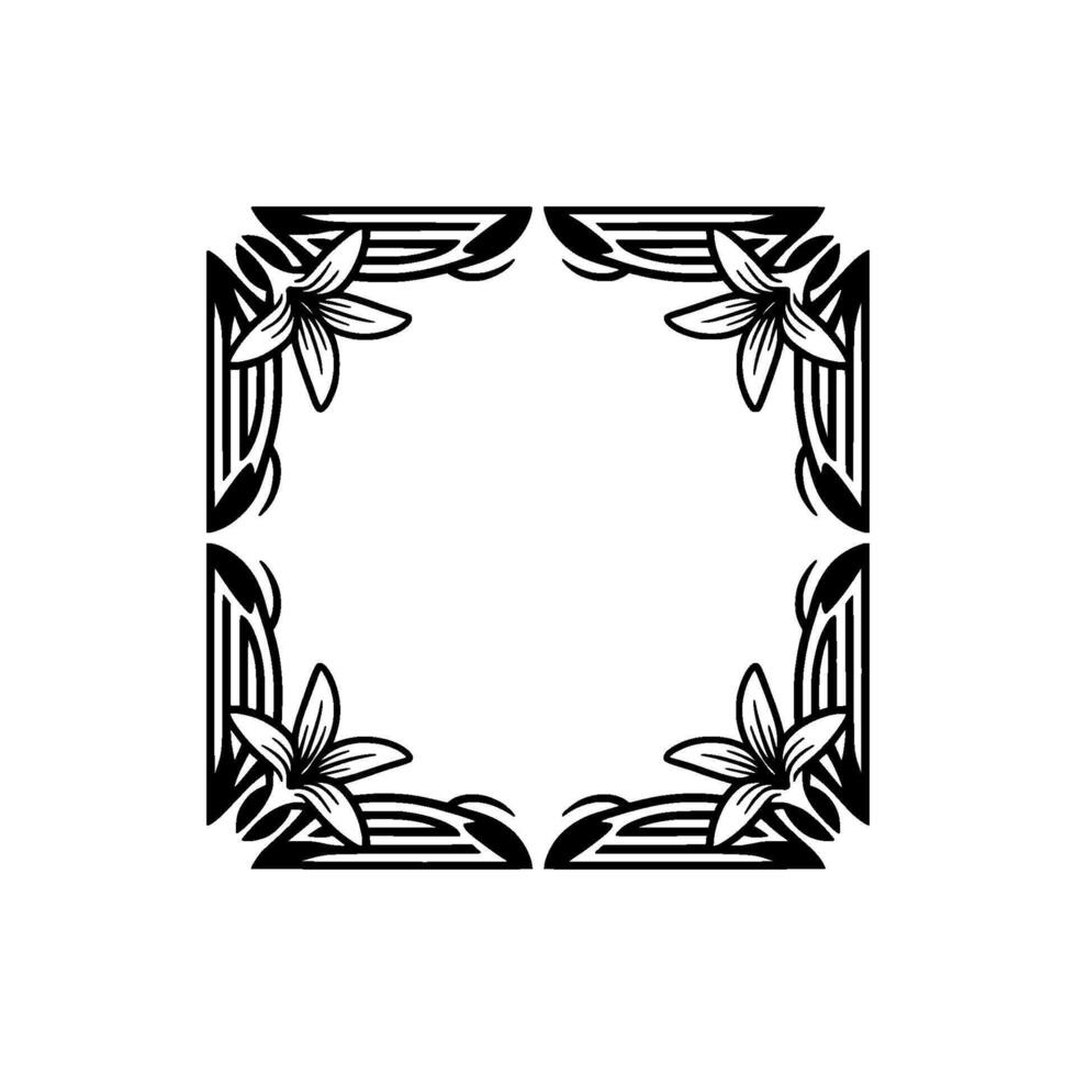 Art Deco Floral Frame Illustration, Geometric , vector