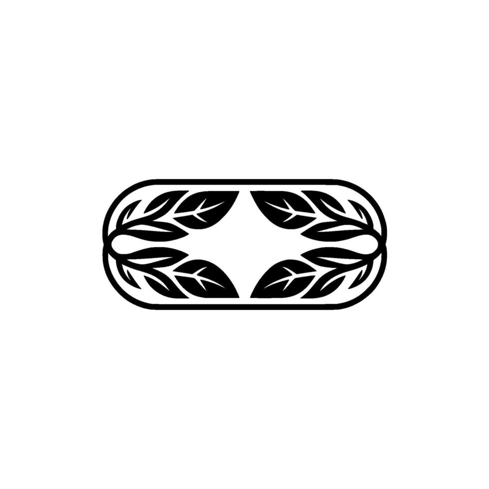 Minimalist Black Leaf Emblem on White Background vector