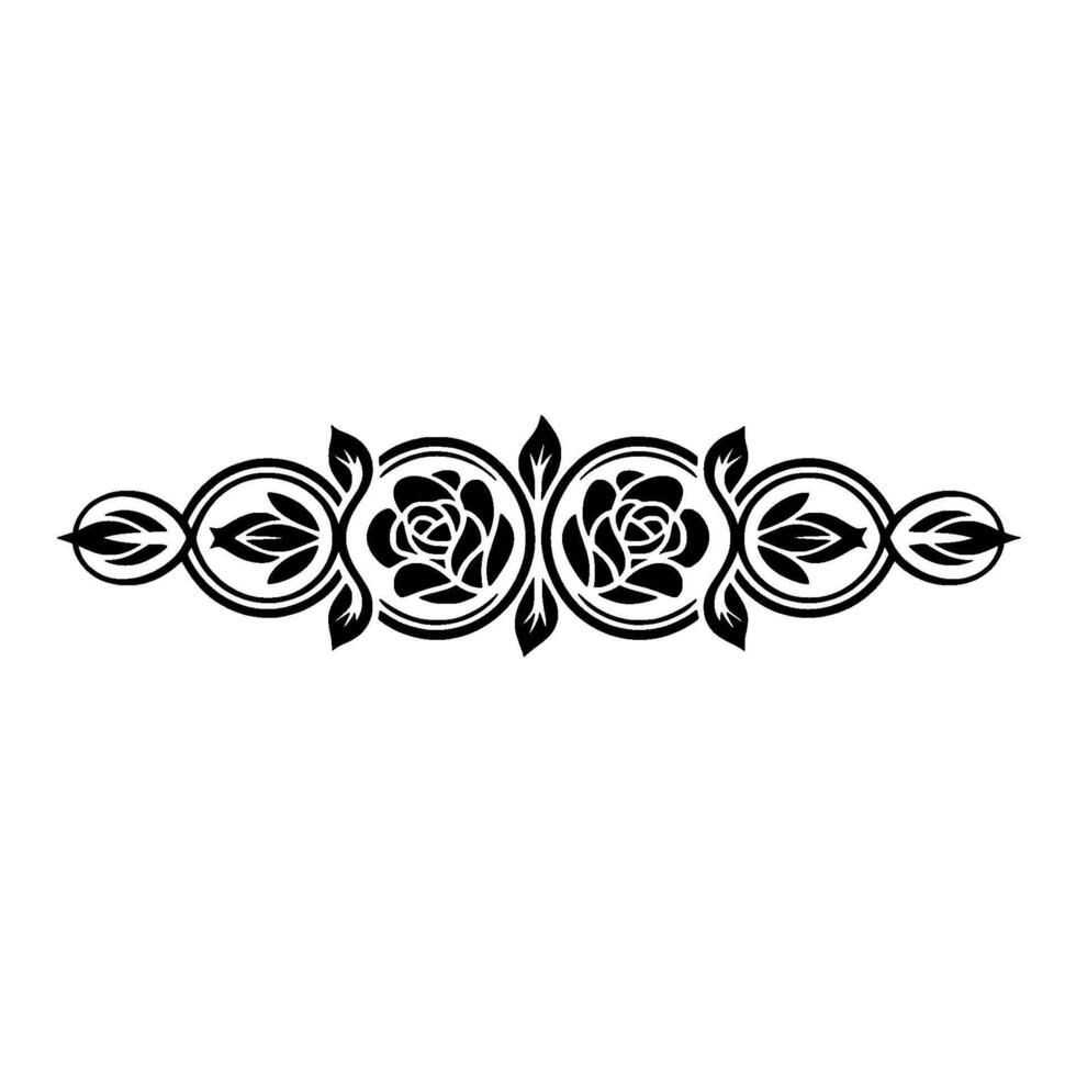 Elegant Black Floral Border Rose Pattern on White Background vector