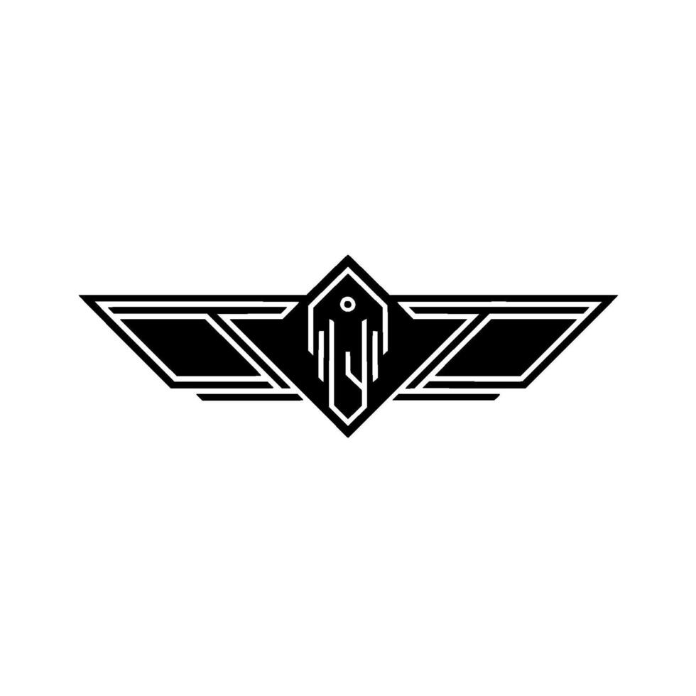 Art Deco Elephant Crest , Geometric, Minimalist, Black and White vector