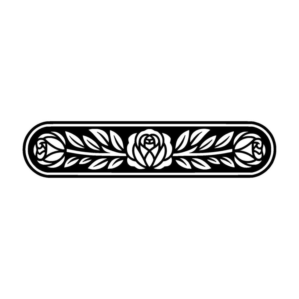 Black and White Rose Floral Border, Minimalist vector