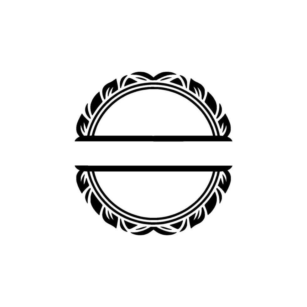 Elegant Monogram Splitcircle, Decorative Leaf Border, Minimalist Style vector