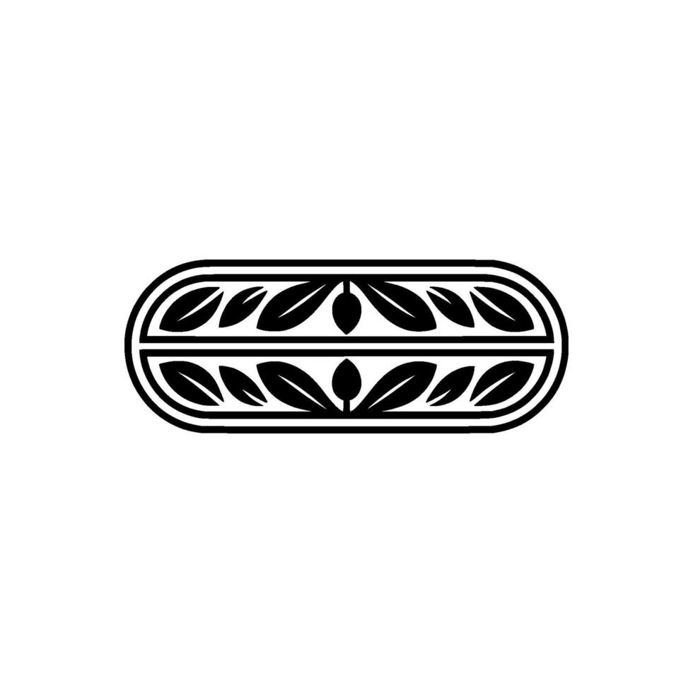 Minimalist Floral Ornament, Black White, Element vector