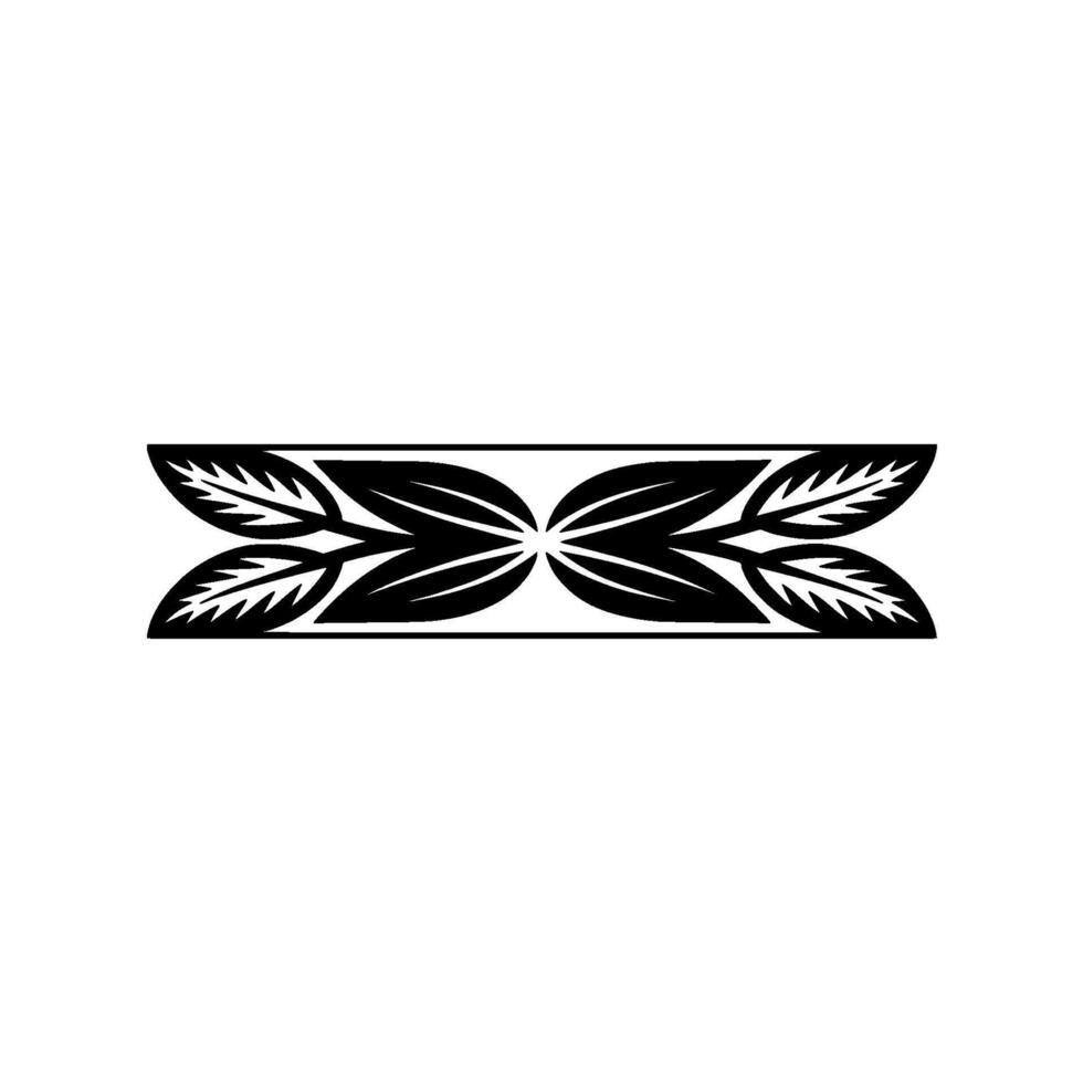Geometric Leaf Element in Black on White, Minimalist vector