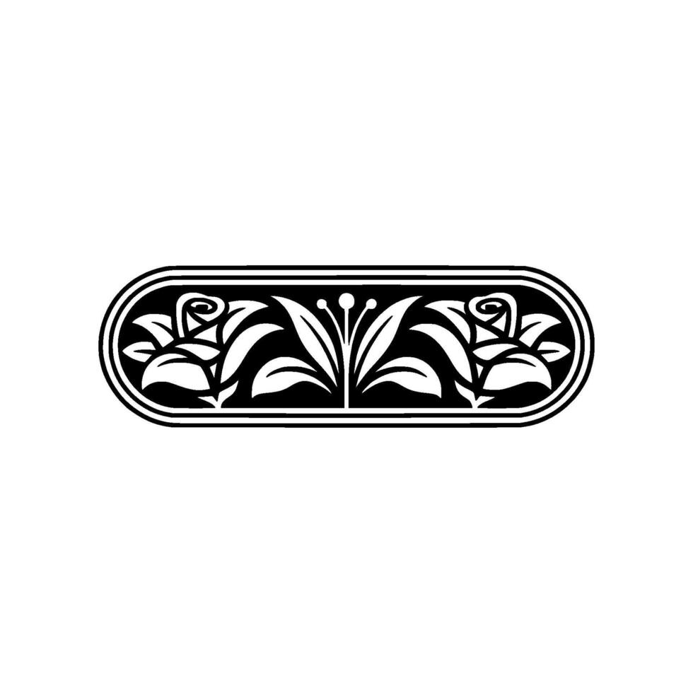 Elegant Floral Ornament Black White Border, Minimalist vector