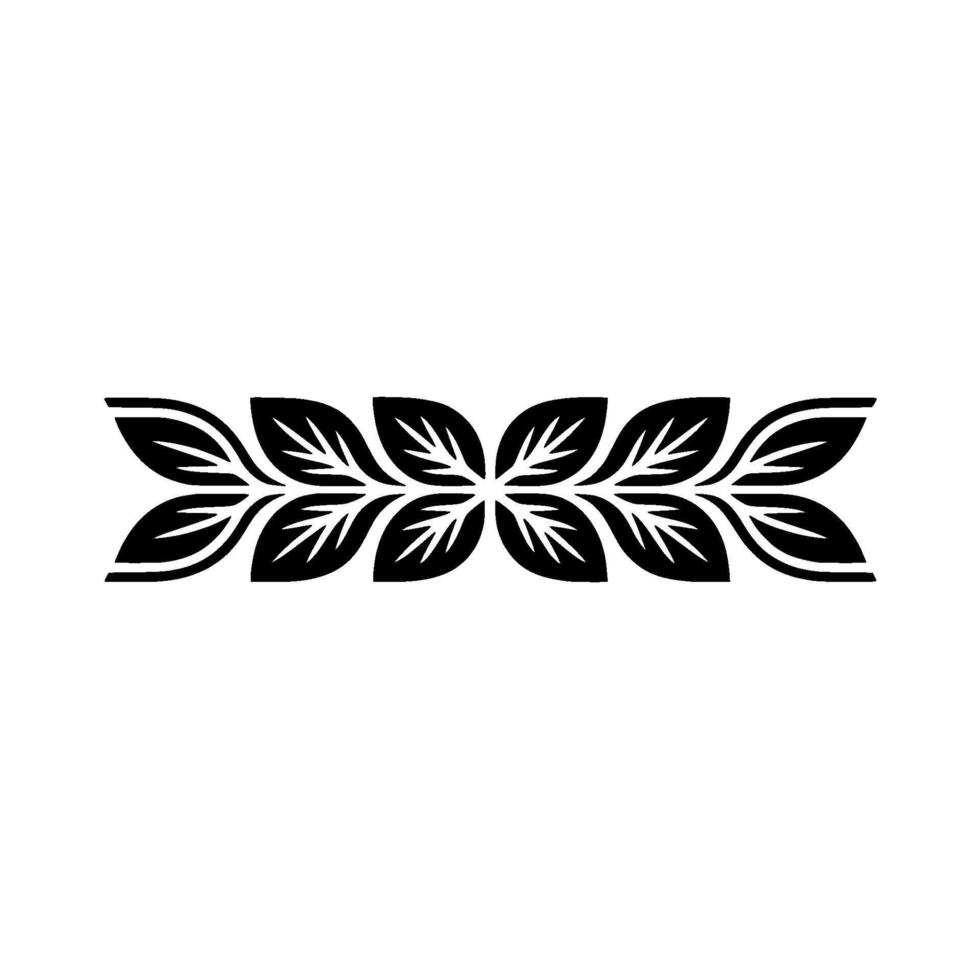 Black Leaf Ornament Simple Floral Border on White Background vector