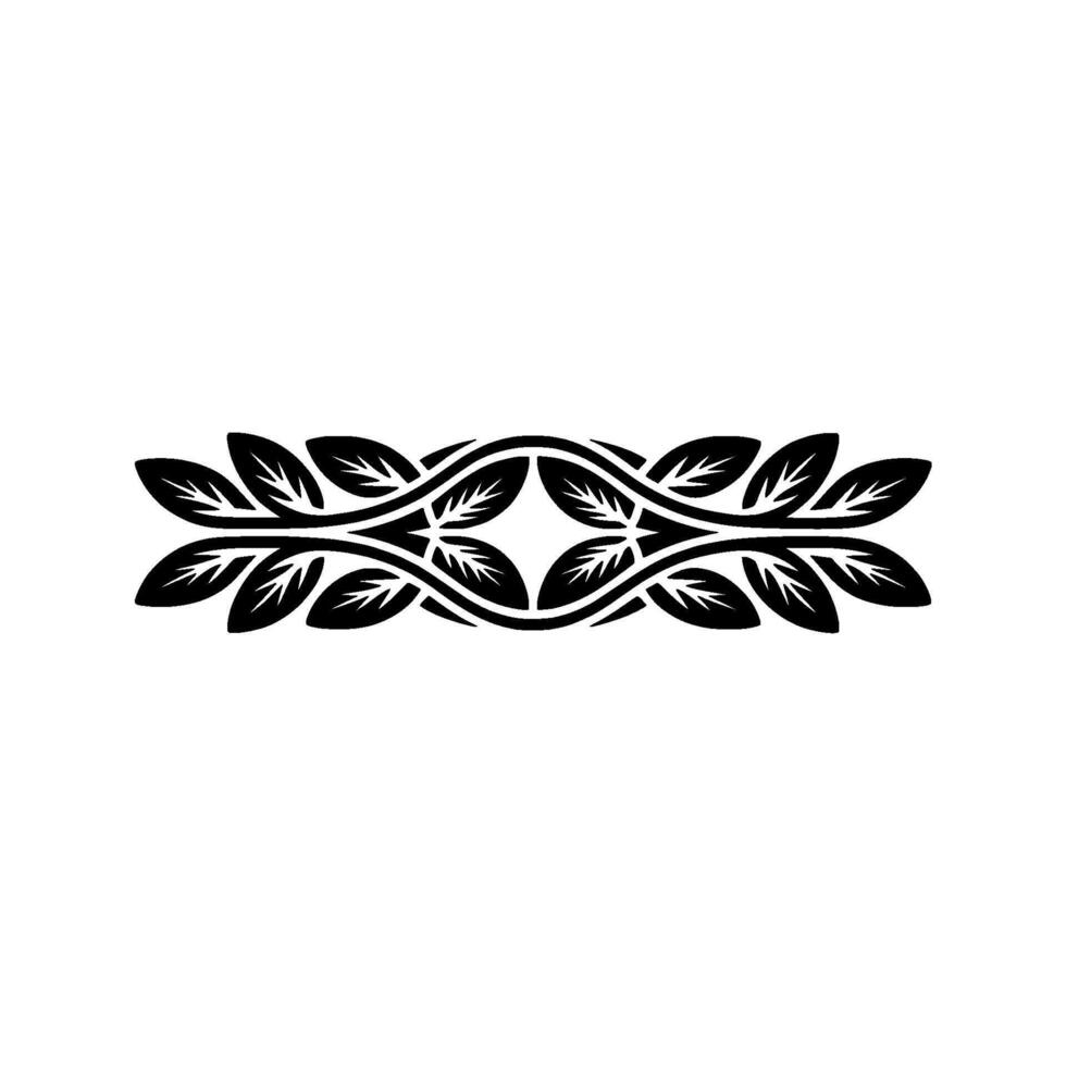 Elegant Black and White Leaf Ornament on White Background vector