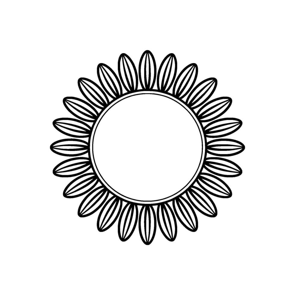 Simple Black and White Floral , Elegant Circle Frame vector