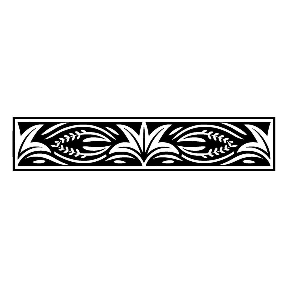 Geometric Floral Border in Black and White, Decorative Element vector