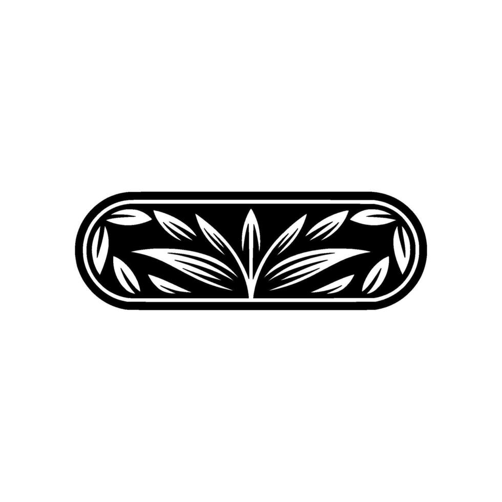 Elegant Black and White Botanical Emblem Decorative Element vector