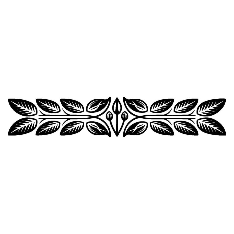 Decorative Leaf Border Minimalist Black and White Element vector