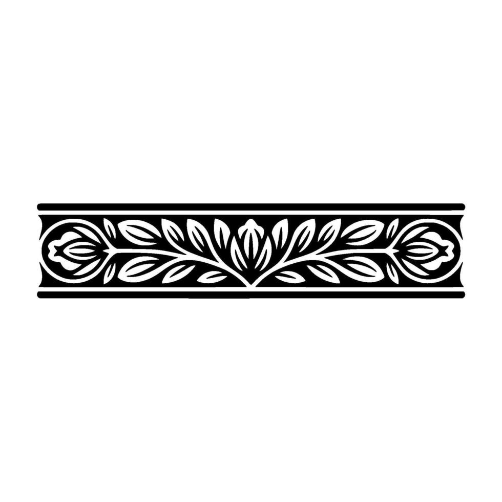 Ornate Floral Border, Black White, Decorative vector