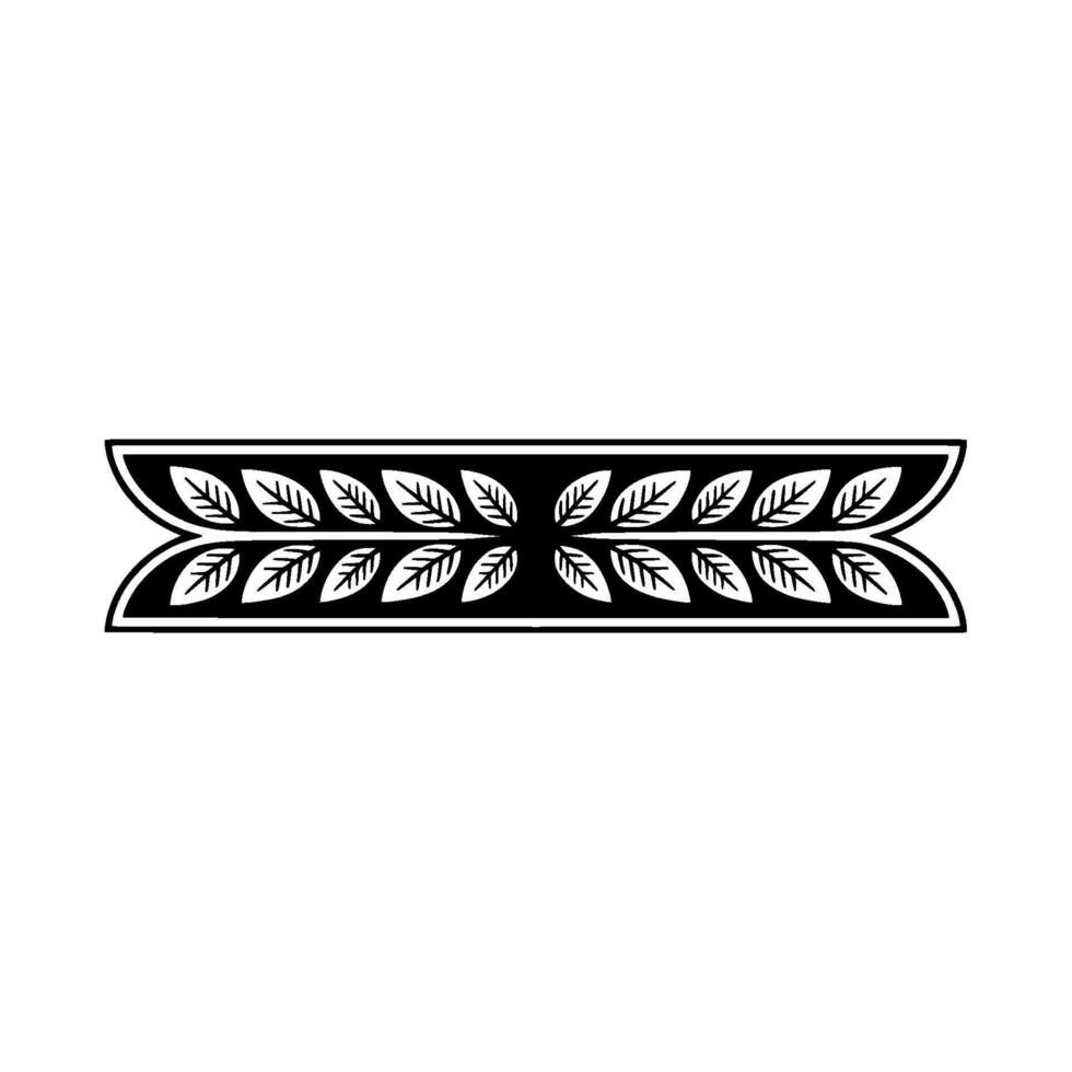 Black White Leaf Motif Decorative Element on White Background vector