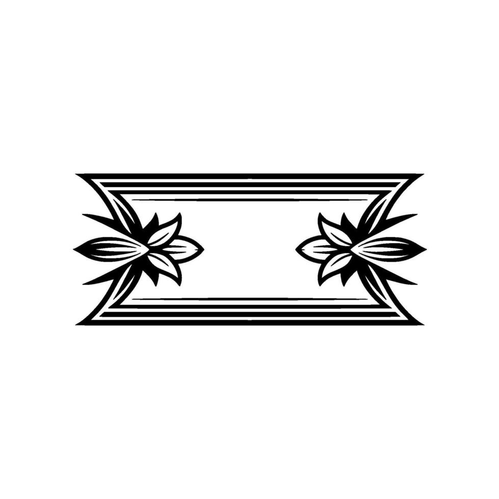 Geometric Floral Frame, Black and White , Elegant Ornament vector