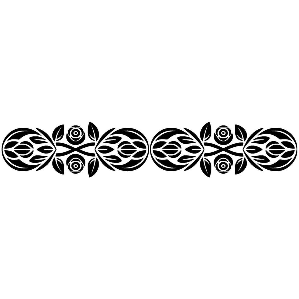 Elegant Floral Border Ornament in Black White, Decorative Element vector
