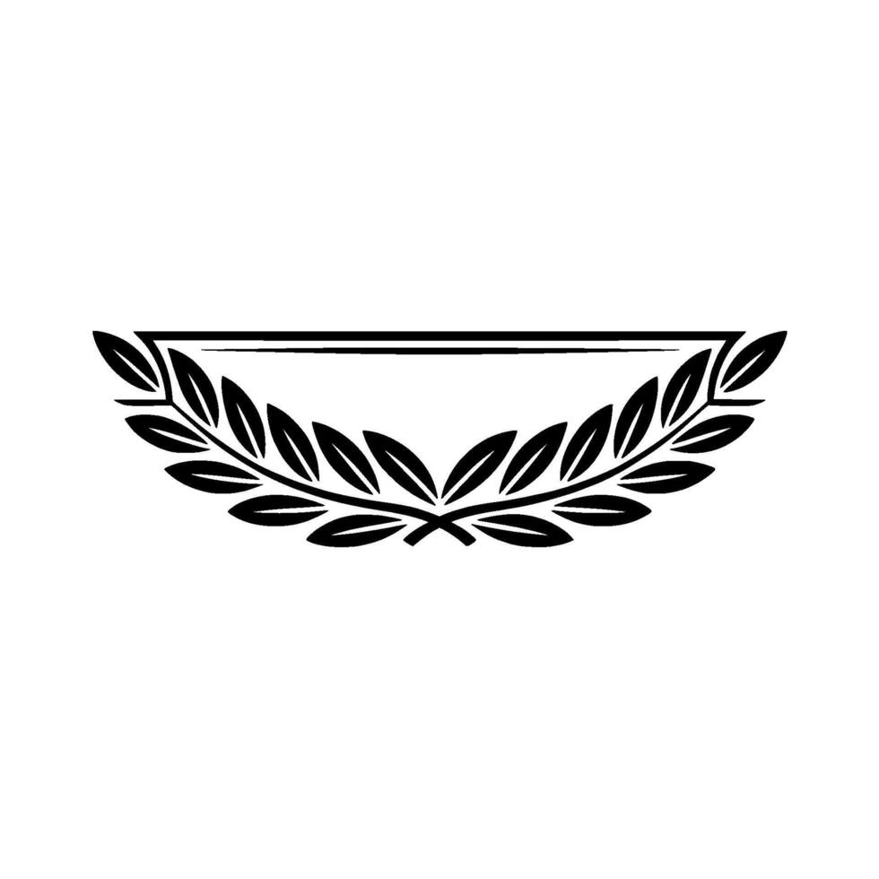 Elegant Laurel Wreath Frame, Black on White, Minimalist vector