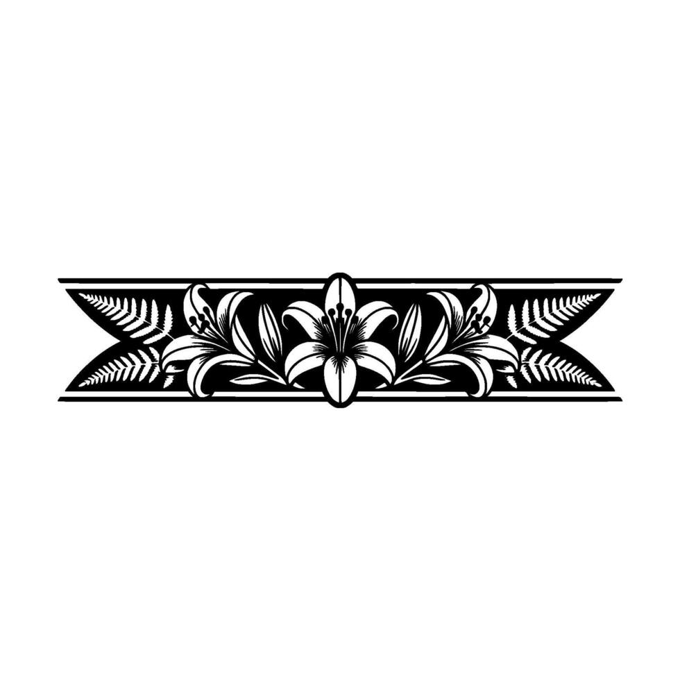 Elegant Floral Banner Illustration Black White Lily and Fern vector