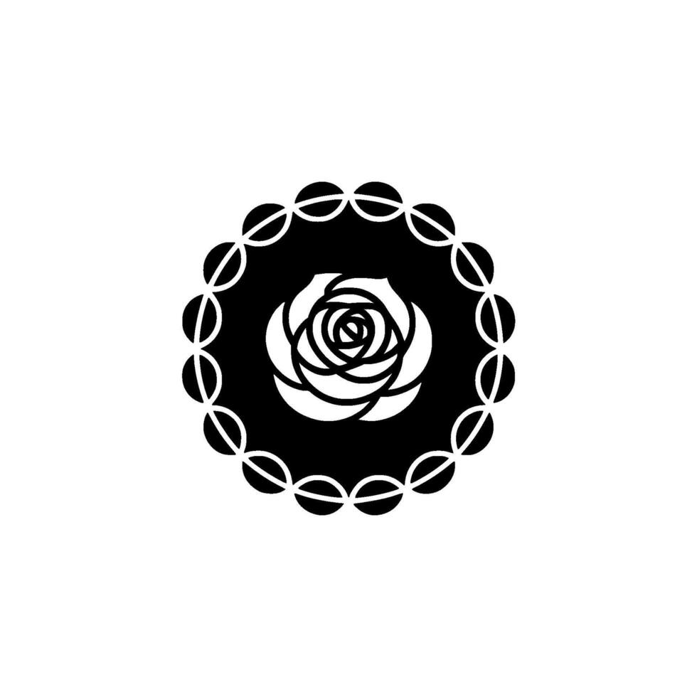 Minimalist Rose Emblem in Black White Circle vector