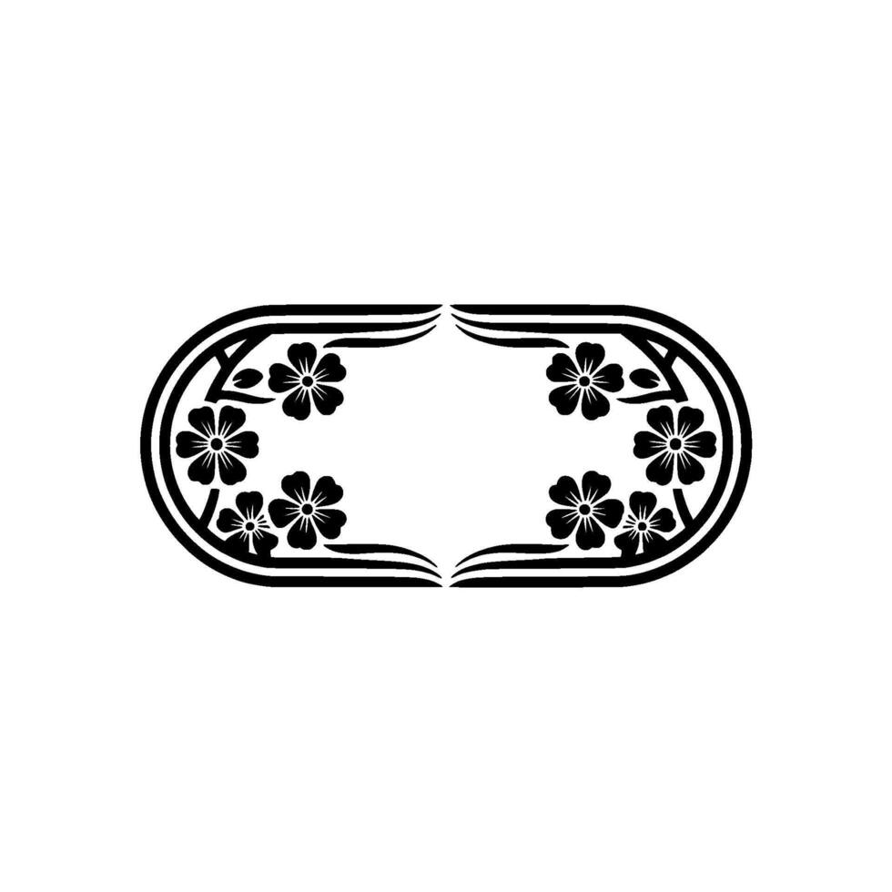 Elegant Floral Frame, Minimalist , Black White, Blank Space, vector