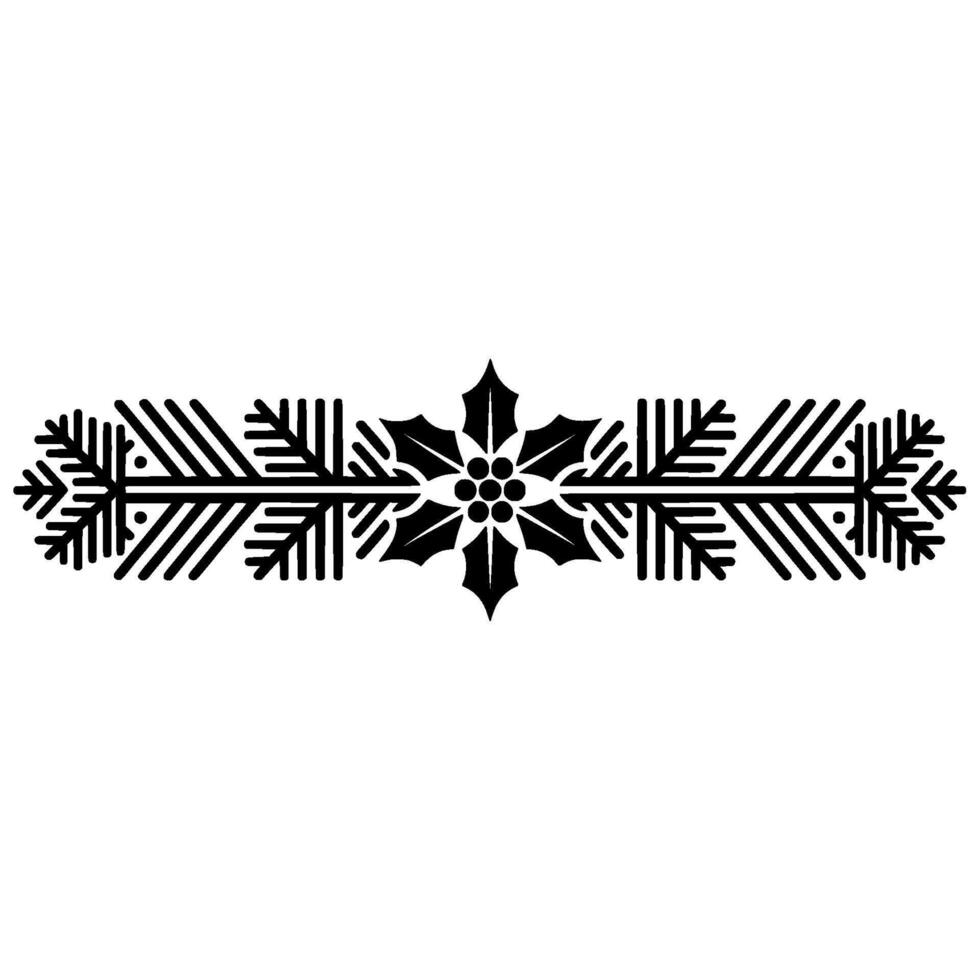 Minimalist Christmas Border with Holly Pine in Black vector
