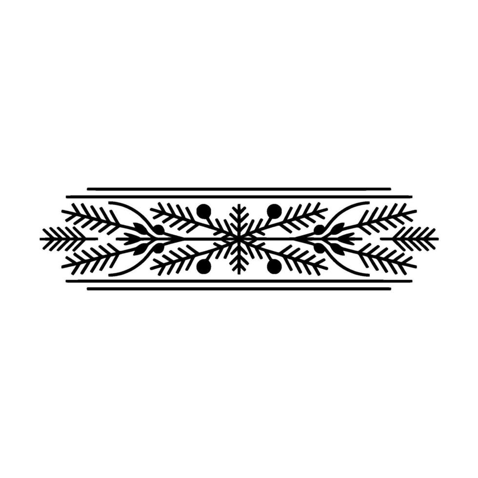 Minimalist Christmas Border, Black Fir Branches and Berries vector