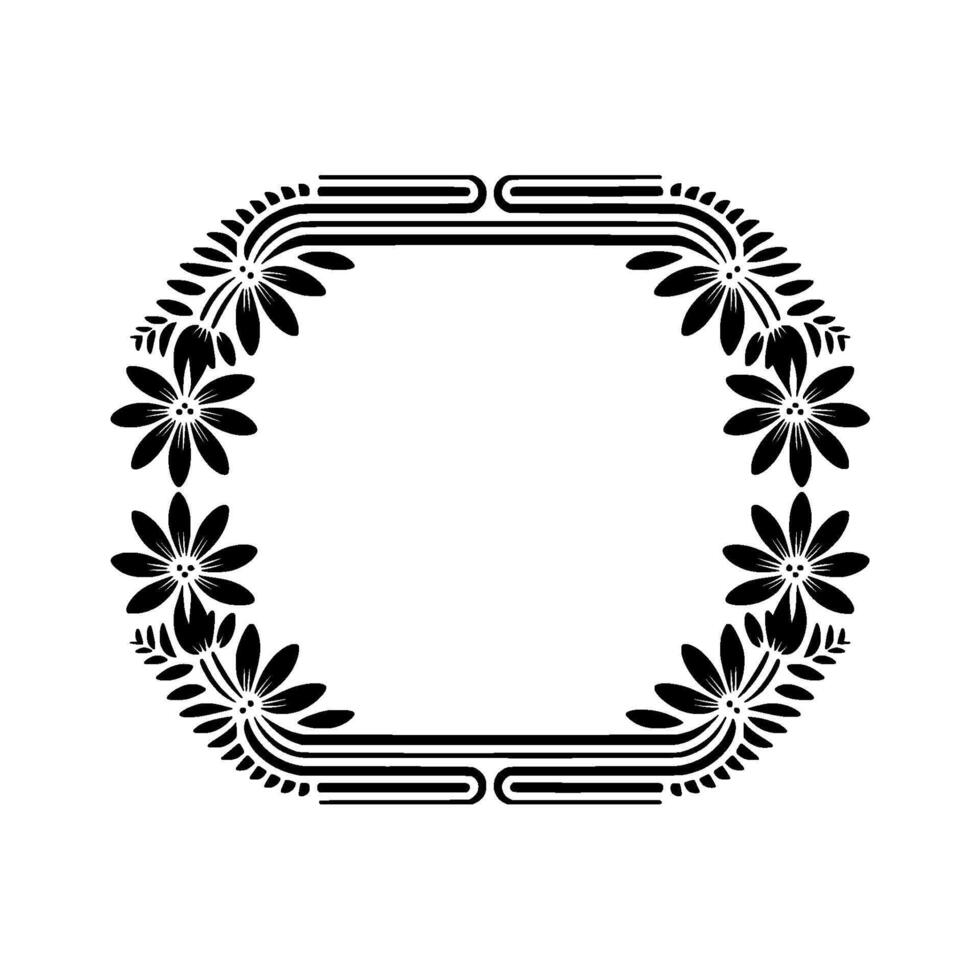 Elegant Floral Frame , Black and White, Ornamental vector