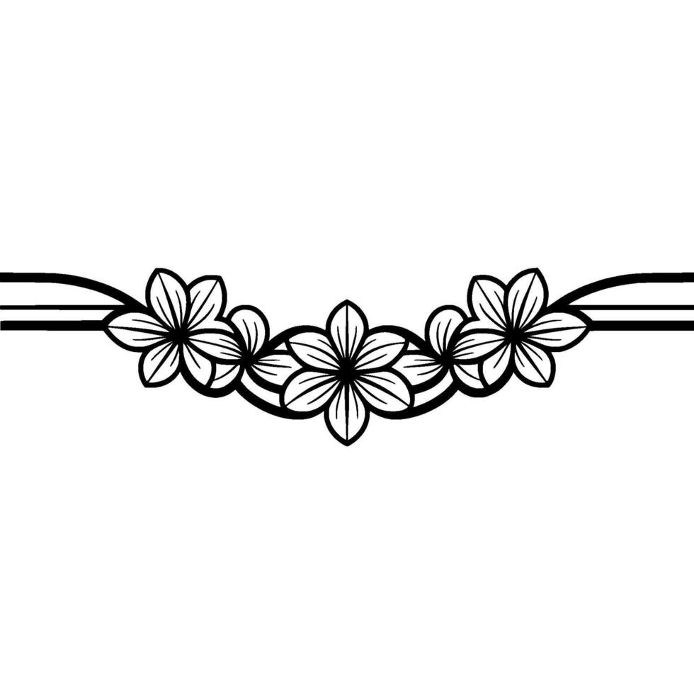 Minimalist Floral Border Black Line Art on White Background vector