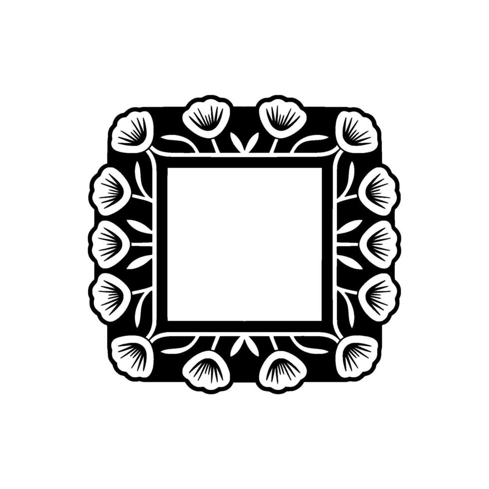 Floral Frame Silhouette Modern Decorative Border , Monochrome vector