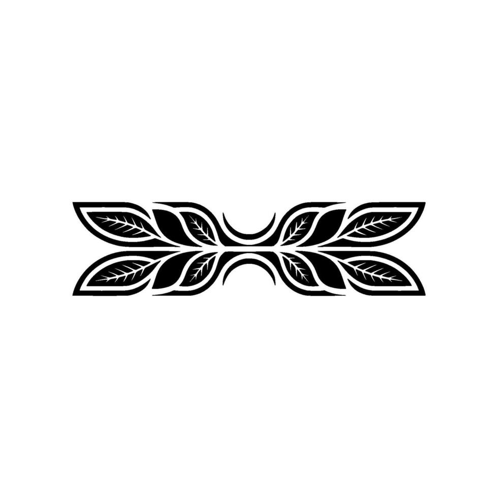 Symmetrical Leaf Motif in Black and White vector