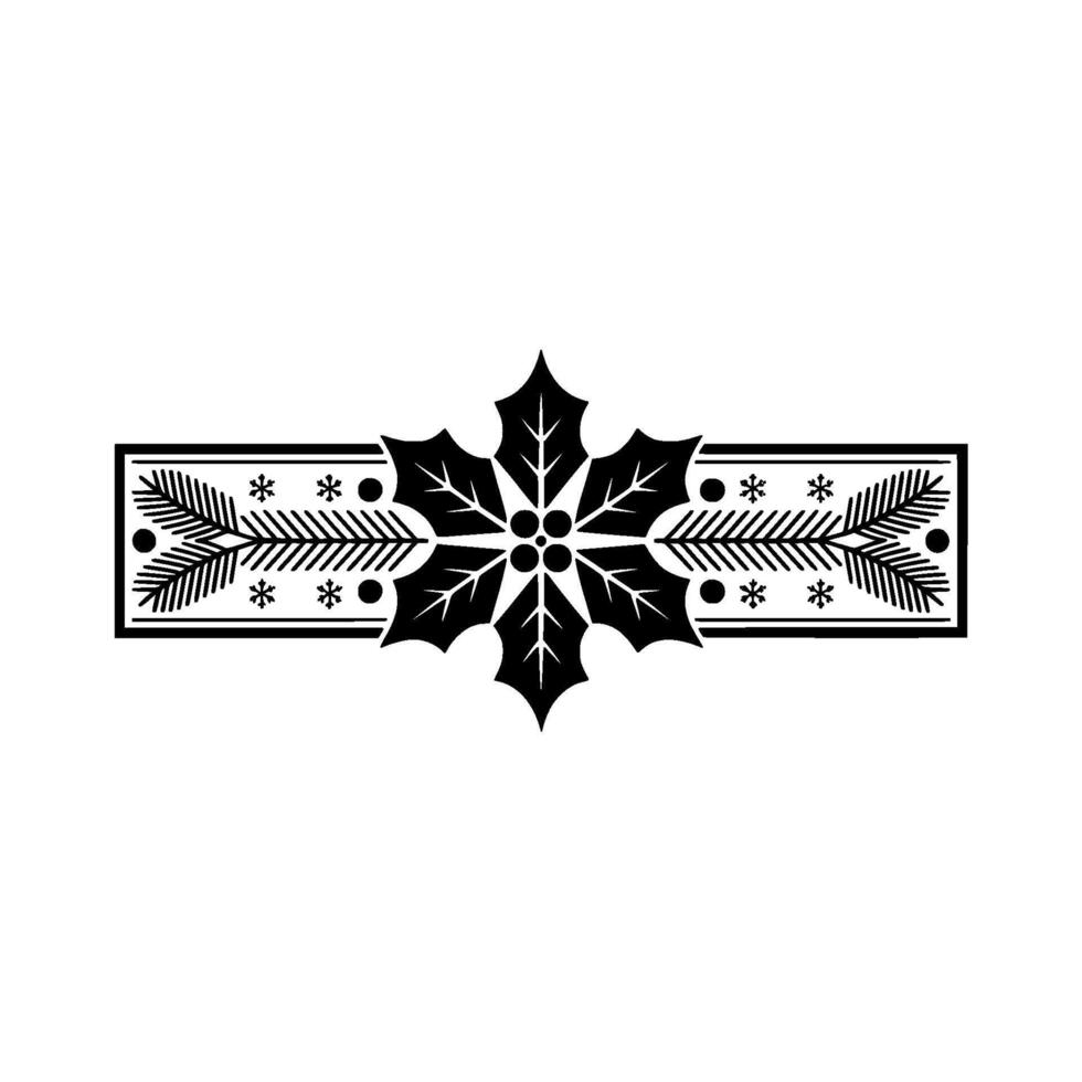 Elegant Black and White Christmas Holly and Fir Border vector