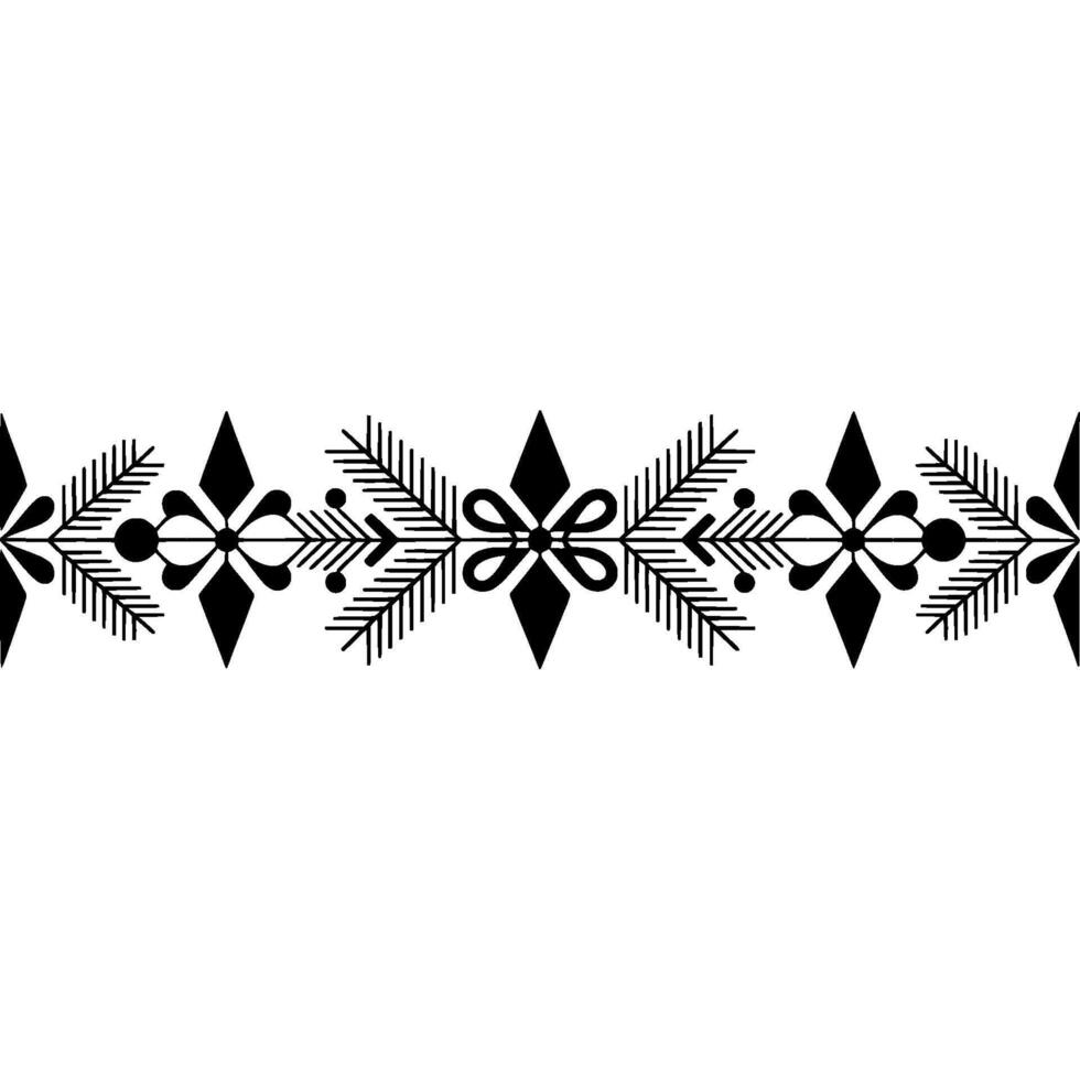 Modern Christmas Border Ornament in Black Red on White vector