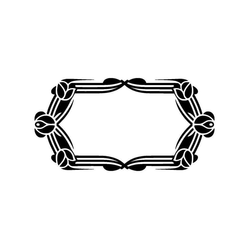Art Deco Floral Frame on White Elegant Ornament vector