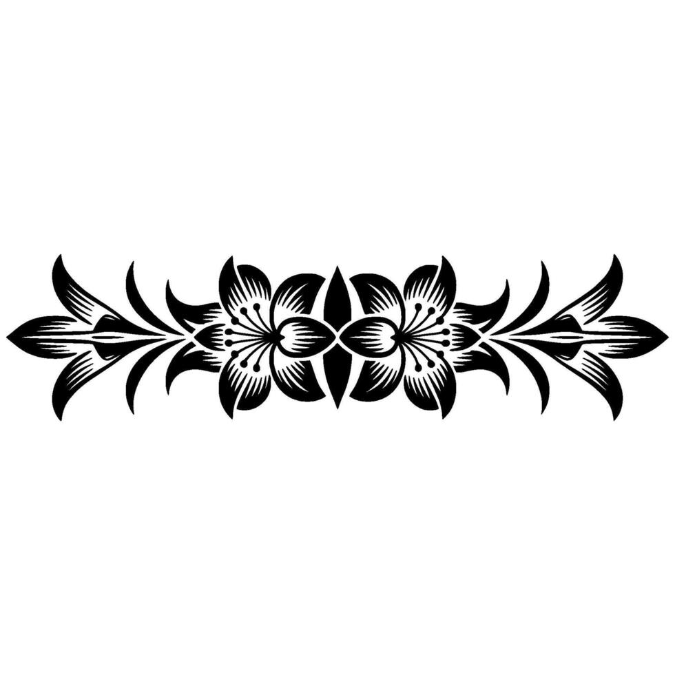 Elegant Floral Border Silhouette, Black on White, vector