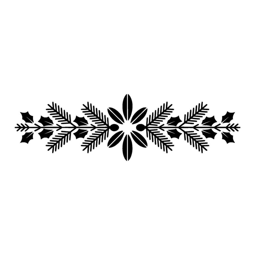 Minimalist Christmas Floral Border in Black and White vector