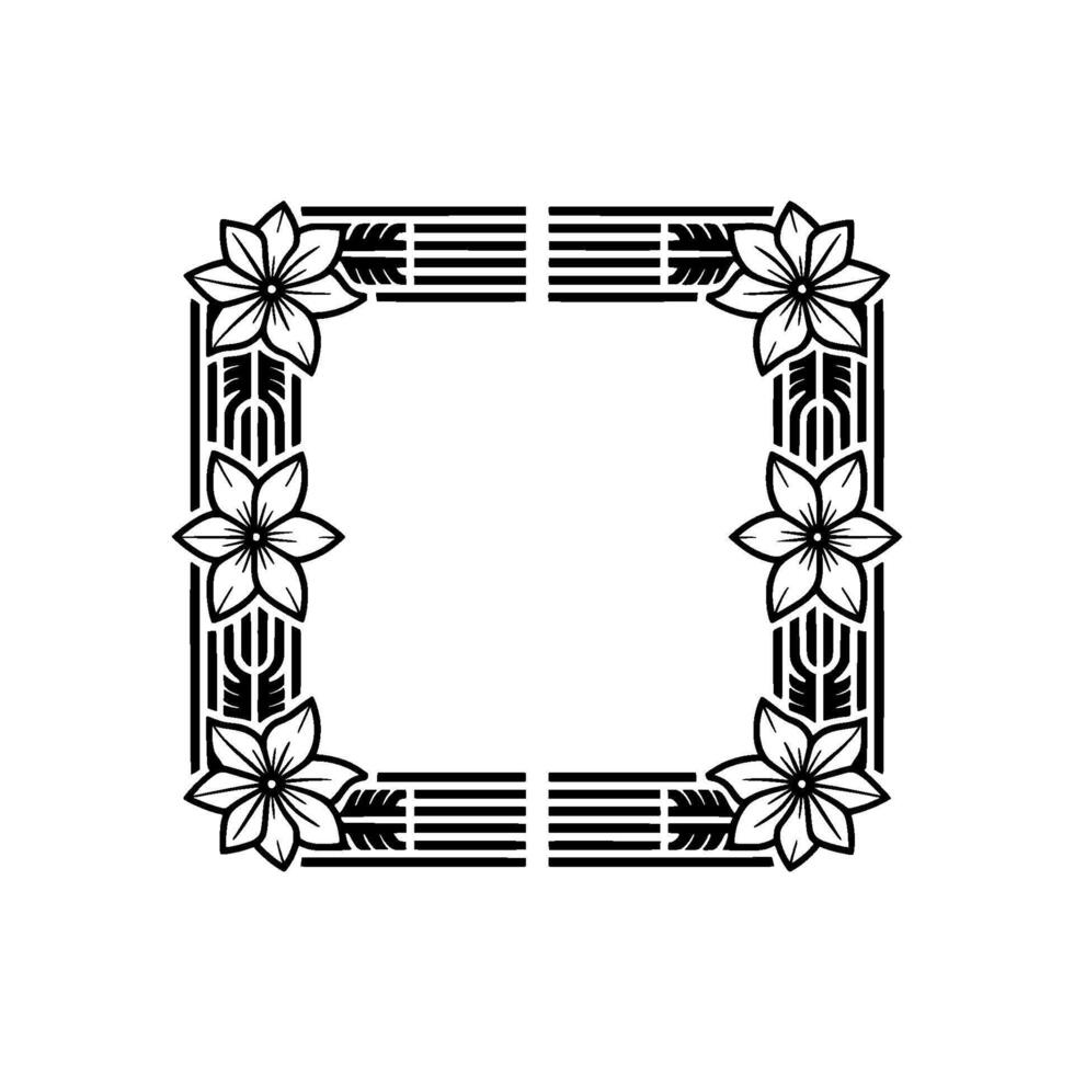 Elegant Floral Frame , Art Deco Style, Geometric vector