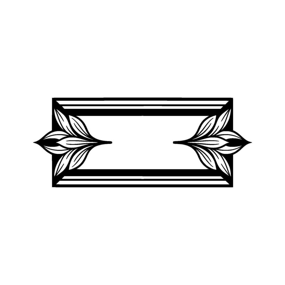 Elegant Floral Frame Black White, Minimalist Element vector