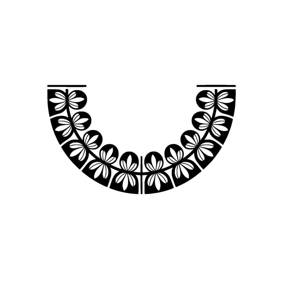 Elegant Black and White Floral Semicircle Border vector