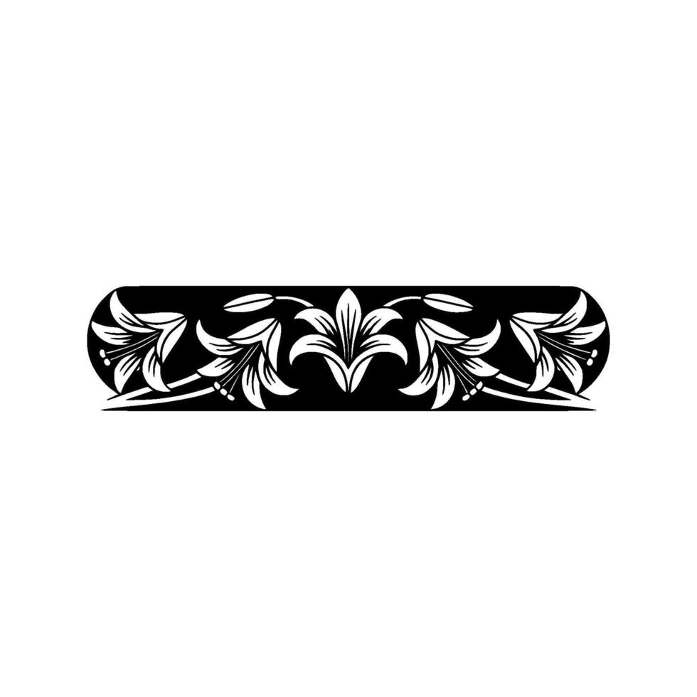 Elegant Floral Ornament in Art Nouveau Style, Black and White vector
