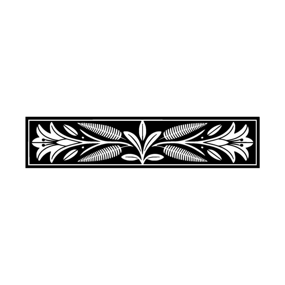 Elegant Floral Border in Black White, Illustration, Decorative vector