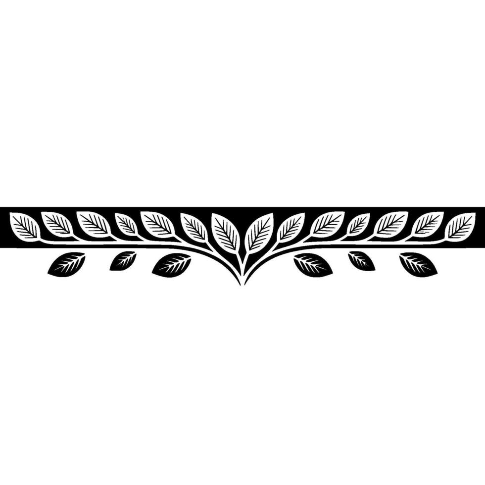 Minimalist Leafy Border Illustration Black and White vector
