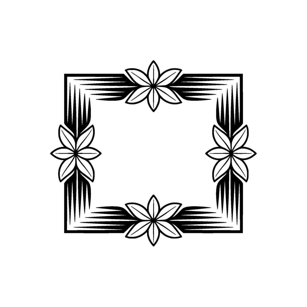 Minimalist Floral Frame , Black White Geometric Pattern vector