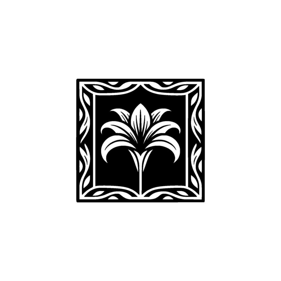 Elegant Black White Floral , Vintage Botanical Style vector