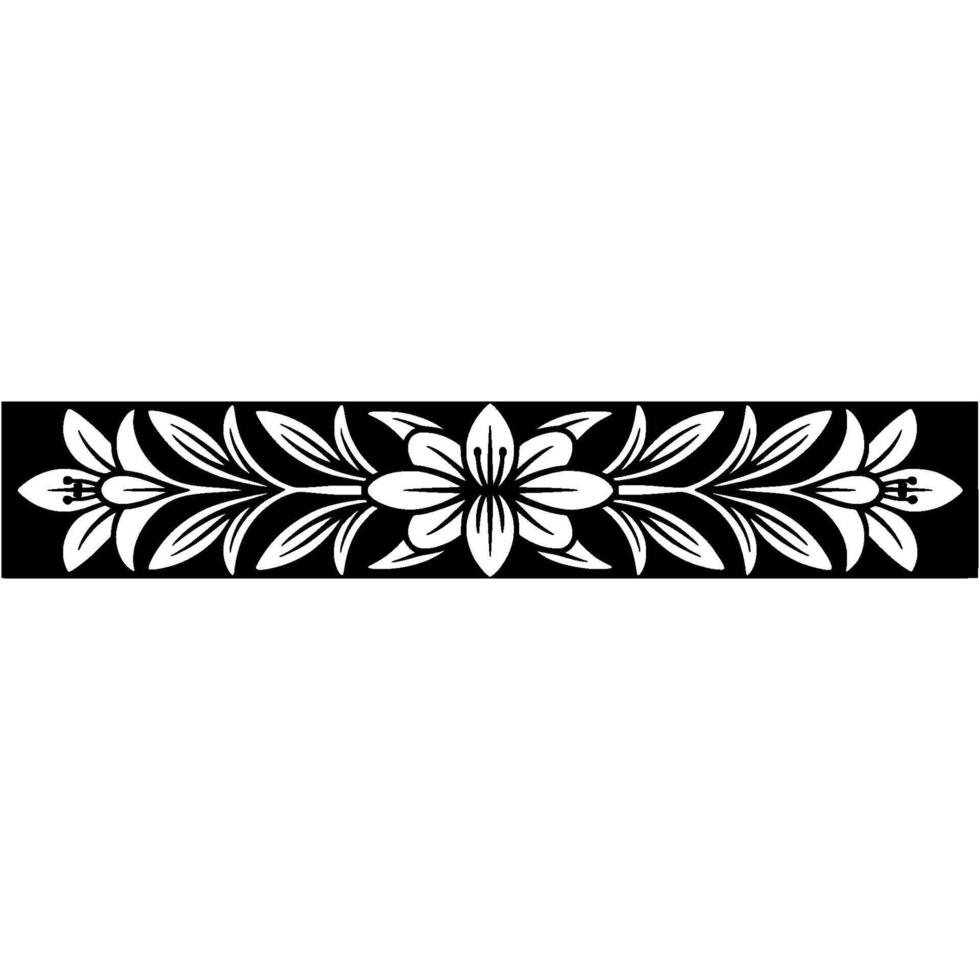 Floral Border Element, Black and White, Elegant vector