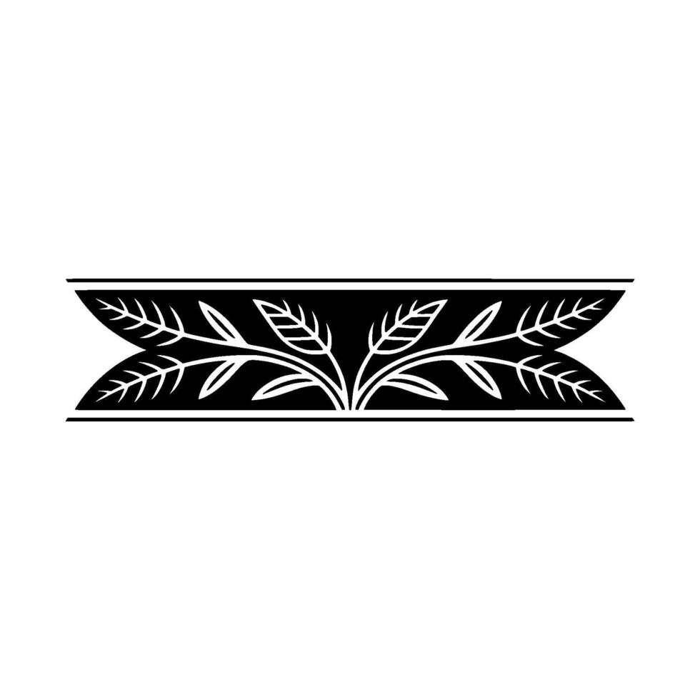 Elegant Black and White Leaf Border, Decorative Element vector